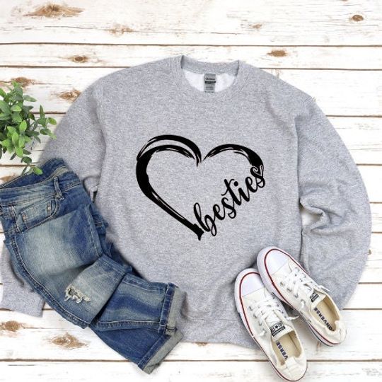 Discover Best Friends Sweatshirt, Besties Matching Hoodie, Besties heart shirt, Besties sweatshirt,Best Friend Matching Shirts, Besties Matching Tees