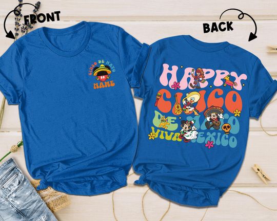 Mickey and Friends Disney Happy Cinco De Mayo Viva Mexico Shirt, Personalized WDW Disneyland Family Mexican Fiesta Party 2025 Tee UMXU06