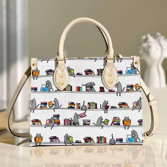 Leather Handbag Cat Leather Bag Cat With Books