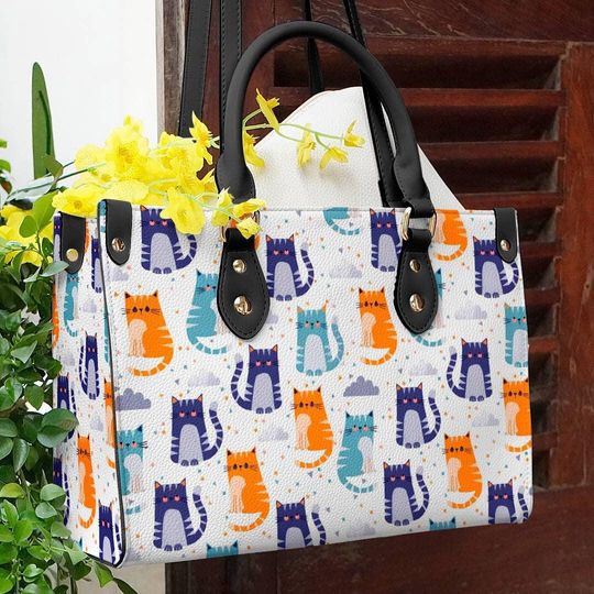 Leather Handbag Cat Leather Bag Adorable Cats