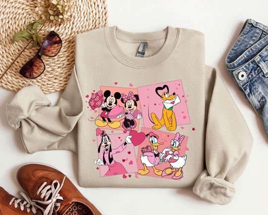 Discover Disney Valentine Sweatshirt, Valentine Mickey And Minnie Daisy and Donald Duck Disney Lovers Sweatshirt Gift, Disney Trip Friends Sweatshirt