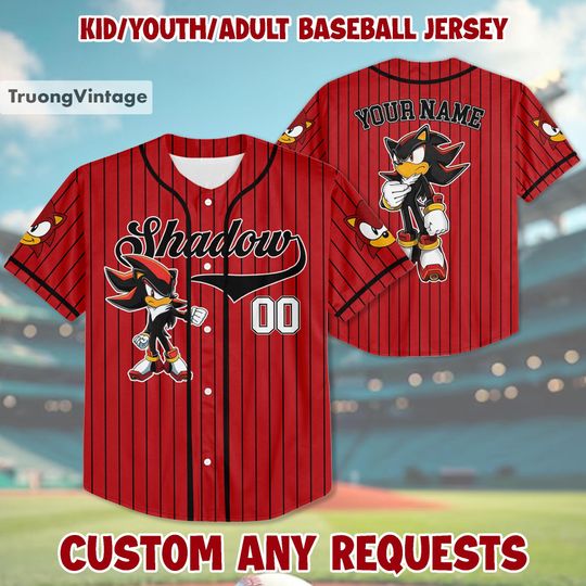 Personalized Sonic Shadow Hedgehog Jersey Baseball, Sonic Baseball Jersey, Sonic Jersey, Personalized Jersey For Adult Kid Jersey