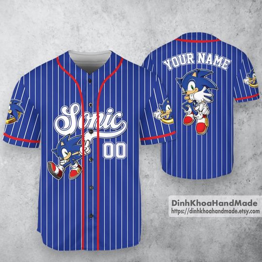 Personalized Sonic Jersey Baseball | Custom Sonic Jersey | Jersey for Kids, Youth & Adults |Gift for Baseball Fans