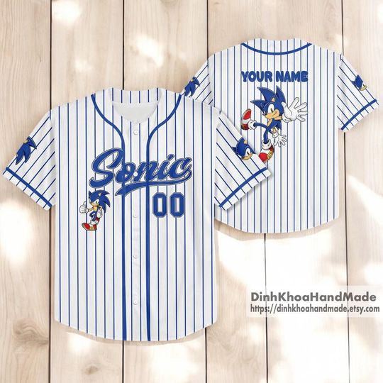 Discover Personalized Sonic Jersey Baseball, Baseball Jersey For Kids Adult Unisex, Funny Sonic Jersey, Sonic Party Jersey, Sonic Birthday Gift