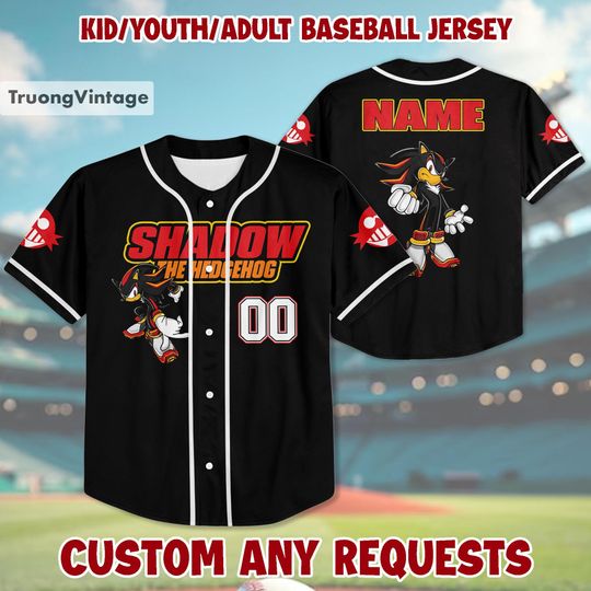 Personalized Shadow The Hedgehog Baseball Jersey, Sonic Baseball Jersey, Sonic Jersey, Gift for Sonic Fans