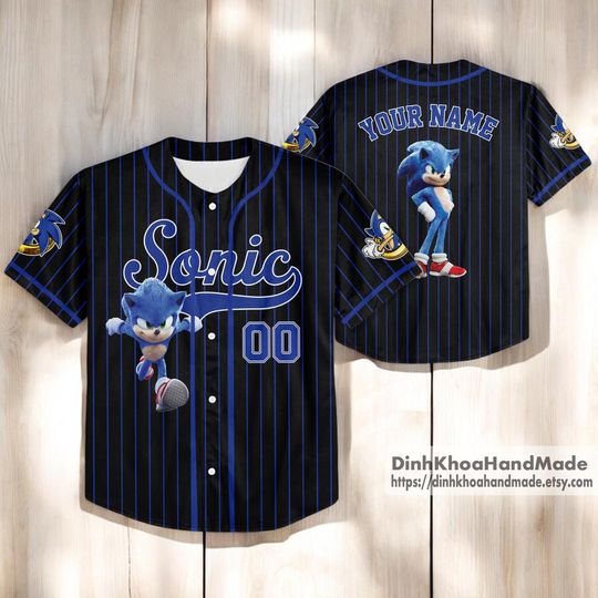 Discover Personalized Sonic Jersey, Funny Sonic Jersey, Sonic Party Jersey, Sonic Birthday Gift, Baseball Team Outfit