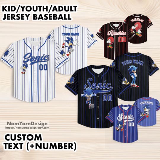 Discover Custom Sonic Jersey Baseball, Sonic Game Day Kid Adult Jersey, Gift For Baseball Fan, Sonic Jersey Matching Gift