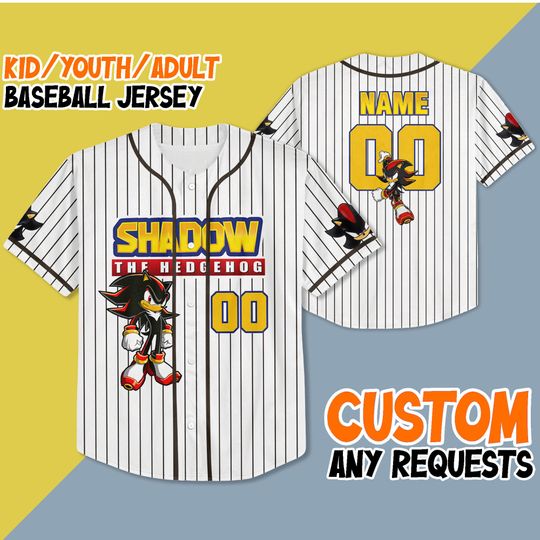 Discover Custom The Hedgehog Shadow Baseball Jersey, Personalized Shadow Baseball Jersey, Sonic Party Jersey, Shadow Birthday Gift