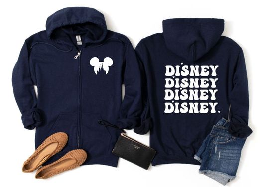 Discover Groovy Disney with Castle Cutout Zip Hoodie Sweatshirt/Cute Disney Hoodie/Retro Disney Zip Hoodie/Dsney Trip Hoodie/Disneyland hoodie