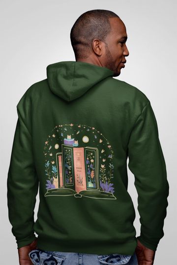 Zip up Hoodie Enchanted Bookshelf , Magical Cat Portal Sweatshirt, Cozy Reading Jacket, Book Lover Gift, Library Wear, Fantasy Apparel