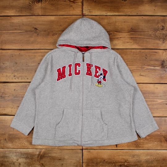 Vintage Disney Outdoor Jacket 2XL Mickey Mouse Hoodie Grey Womens