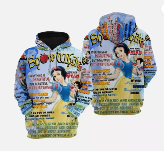 Snow White Punk Words Pattern Disney 3D HOODIE HALLOWEEN GIFT