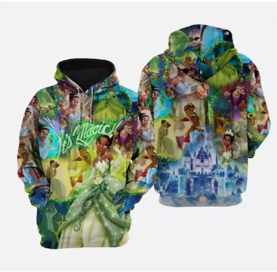 Princess Tiana Magic Glitter Castle Disney 3D HOODIE HALLOWEEN GIFT BEST PRICE