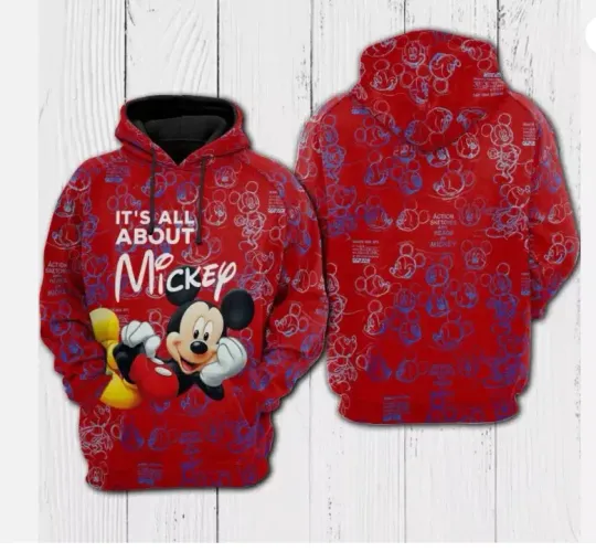 Discover All About Mickey Red Disney 3D HOODIE HALLOWEEN GIFT CHRISTMAS GIFT BEST PRICE