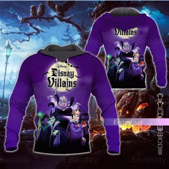 Halloween Disney Villains Bad Witches Club Maleficent 3D HOODIE Best Price