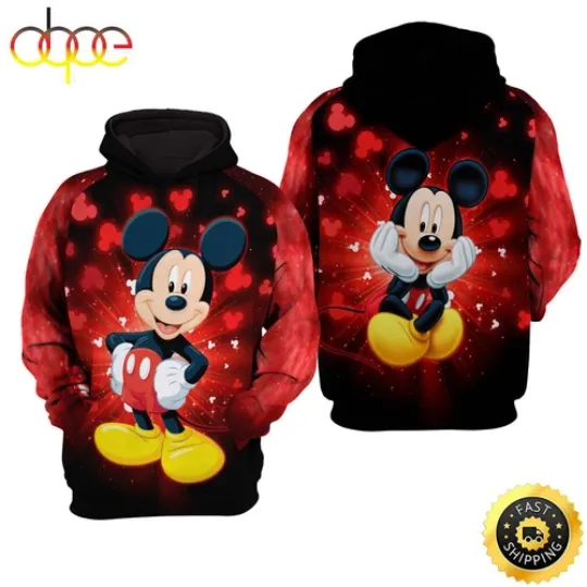 Discover Mickey Mouse Red Disney 3D Hoodie 2025