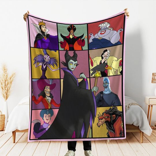 Disney Villains Evil Tour Blanket, Disney Evil Queens Throw, Villains Characters Blanket, Evil Friend Gift, Descendants Disney Witch Blanket