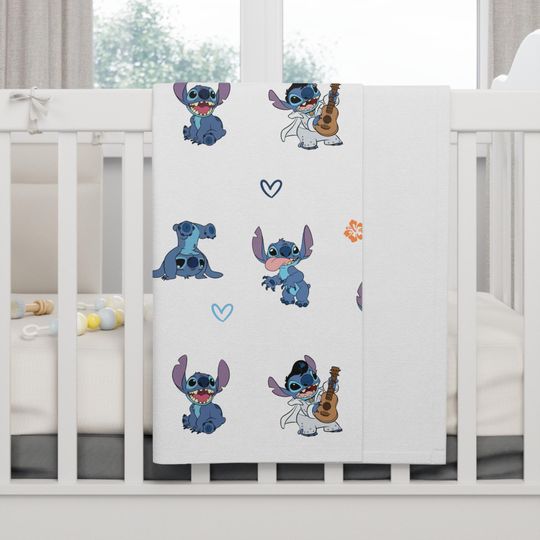 Stitch Disney Pixar Lilo And Stitch Fleece Baby Blanket, Toddler Blanket Cozy Baby Gift, Nursery Decor, Baby Shower Gift, Soft Baby Blanket