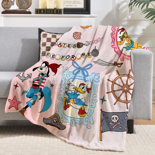 Discover Coquette Bow Disney Pirate Cruise Blanket, Disney Cruise Family Blanket, Mickey Minnie Pirate Throw, Yo Ho Ho Pirate's Life For Me Blanket