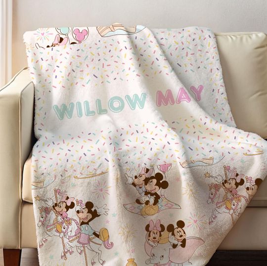 Discover Personalized Name Baby Blanket, Disney-Inspired Custom Minky Blanket for Baby Girl Shower Gift
