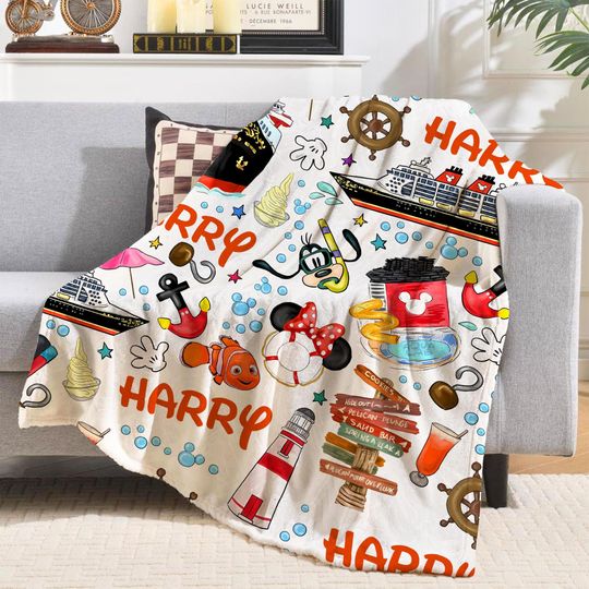 Discover Personalized Mickey and Friends Cruise Blanket, Custom Disney Family Cruise Trip blankets, Disney Wish Dream Magic,  Cruise Birthday Gifts