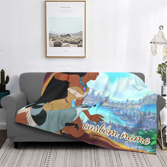 Custom Name Blanket Disney Pocahontas Tapestry Personalized Blankets Birthday Gift Customized DIY