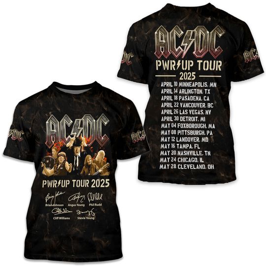 AC.DC Power Up Tour 2025 3D Shirt, Rock Band 3D T-Shirt, Pwr Up Tour 2025 3D T-Shirt, Concert 2025 3D T-Shirt, Music Band 3D T-Shirt