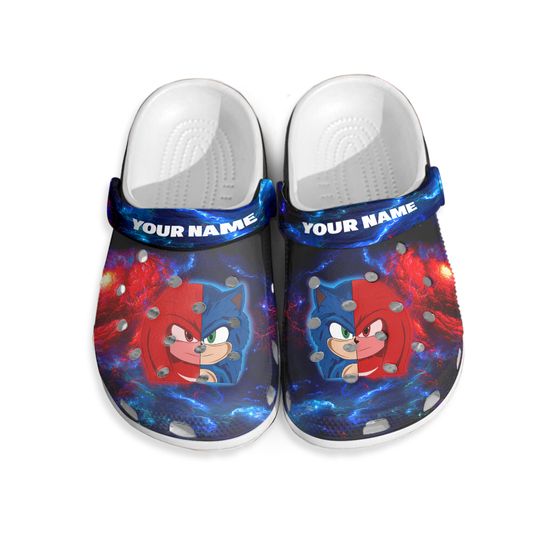 Customized Sonic The Hedgehog Blue Clogs For Adults