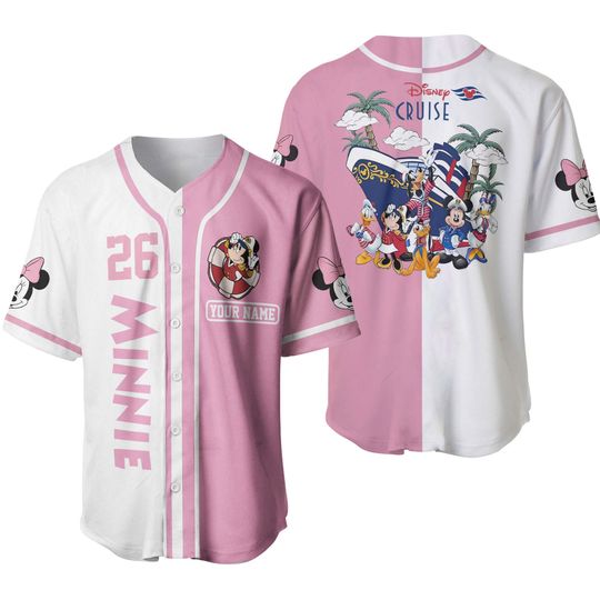 Discover Minnie Disney Cruise 2025 Baseball Jersey, Minnie And Friends Cruise Watercolor Jersey, Minnie Mouse Matching Family T-Shirt For Kids
