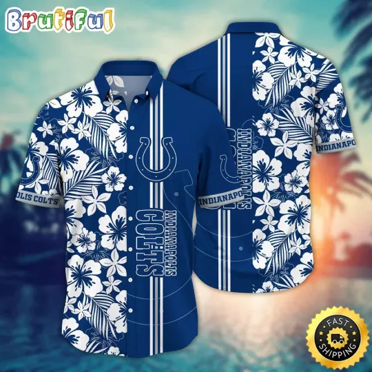 Tropical Indianss Team Colts Hawaiian Shirt, Football Tropical Beach Shirt