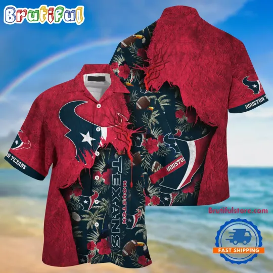Discover Houstonss Team Texanss and God Hawaiian Shirt, 3D Hawaiian Unisex Beach Shirt