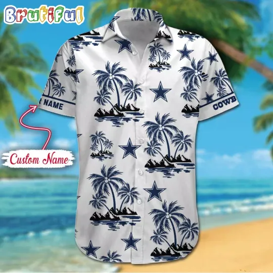 Discover Personalized Dallass Team Cowboyss Coconut Palm Tree Hawaiian Shirt