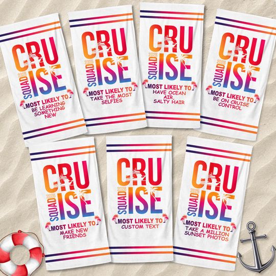 Discover 130 Quotes Most Likely To Cruise Squad 2025 Beach Towel, Family Matching Cruise Gifts, Friends Birthday Cruise Towel, Bachelorette Cruise