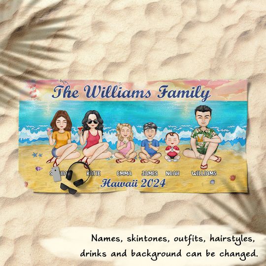 Discover Vacation Trip Family-Gift For Family, Friends, Siblings-Personalized Beach Towel, Couple Beach Towel, Custom Family Gift, Mother's Day Gift