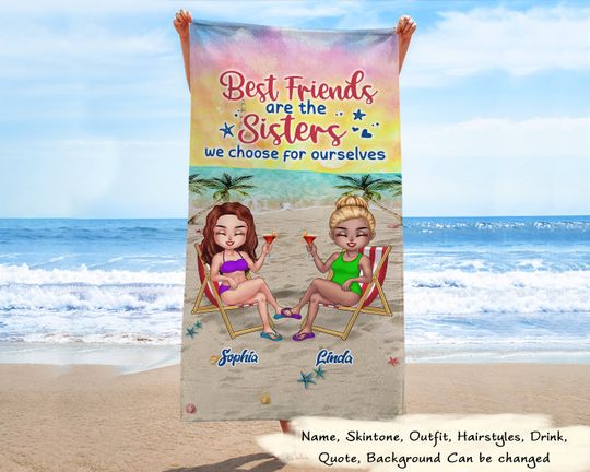 Discover The Beach Is Calling And We Must Go Custom Personalized Friends Beach Towel - Anniversary, Birthday Gift For Besties, Best Friends, BFF