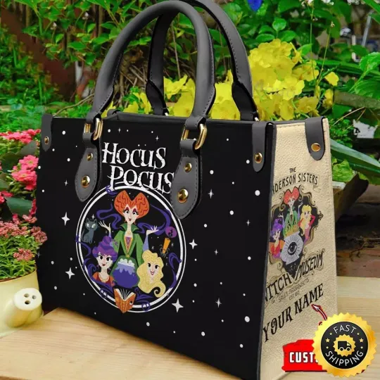 Personalized Sanderson Sisters Leather Handbag, Hocus Pocus Witches Leather Bag