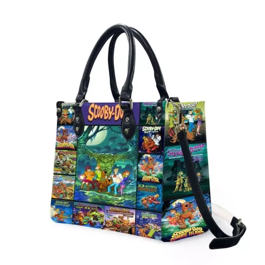 Personalized Scooby Doo Dog Leather Handbag, Scooby Doo Lovers Leather Bag Gift