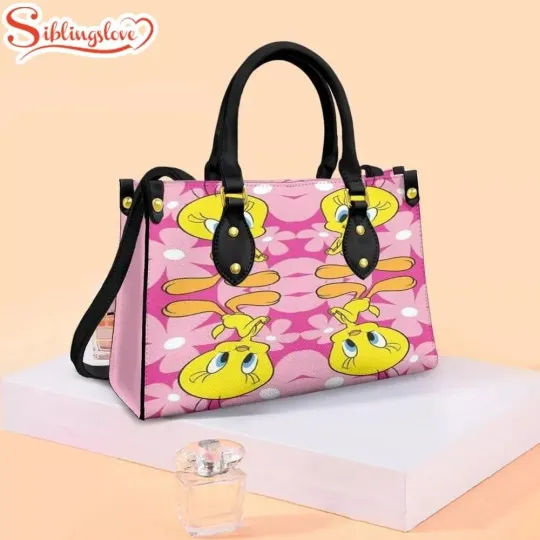 Personalized Tweety Bird Leather Handbag, Tweety Bird Looney Tunes Leather Bag
