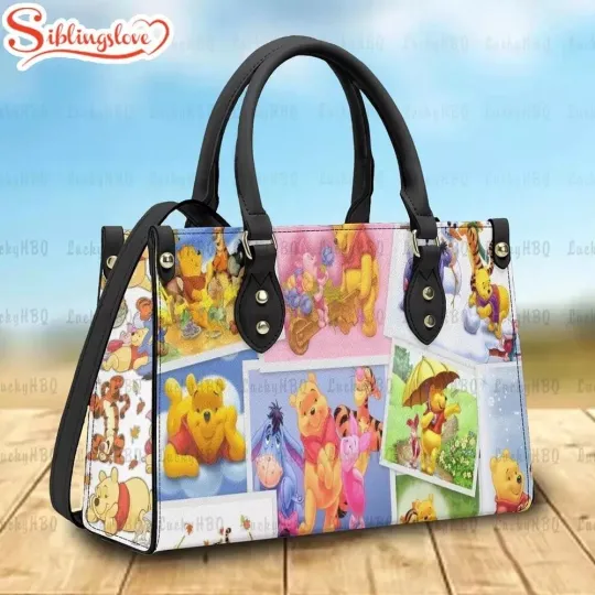Discover Personalized Winnie The Pooh Bear Leather Handbag, Winnie The Pooh Lovers Gift