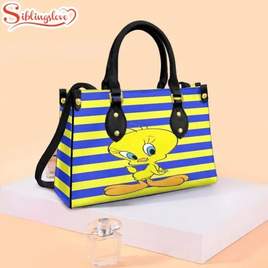 Personalized Tweety Bird Leather Handbag, Tweety Bird Looney Tunes Leather Bag