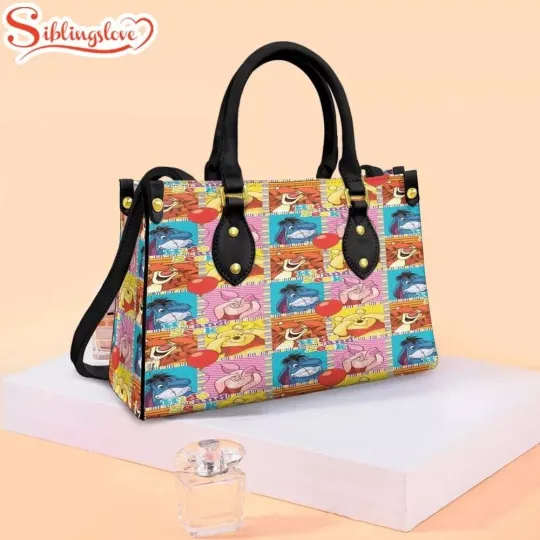 Personalized Winnie The Pooh Bear Leather Handbag, Winnie The Pooh Lovers Gift