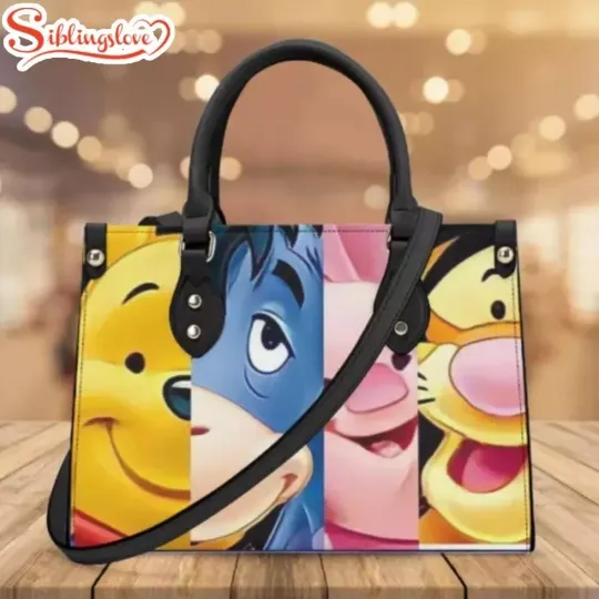 Discover Personalized Winnie The Pooh Bear Leather Handbag, Winnie The Pooh Lovers Gift