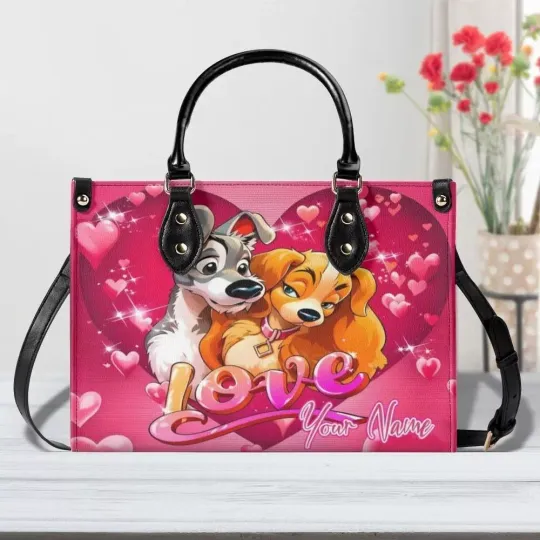 Personalized Lady And The Tramp Leather Bag, Lady And The Tramp Dog Lovers Gift
