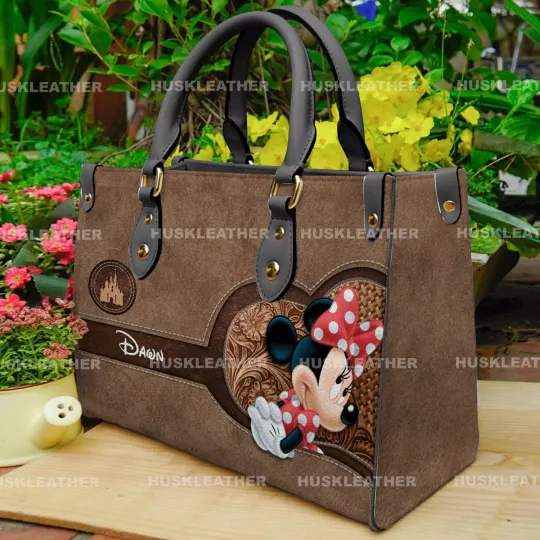 Discover Personalized Minnie Mouse Leather Handbag, Minnie Mouse Lovers Leather Bag Gift