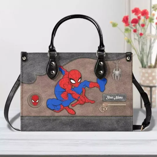 Discover Personalized Spiderman Leather Handbag, Spider Man Superhero Lovers Gift