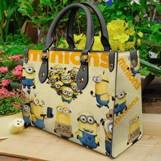 Discover Personalized Minions Kevin Stuart Bob Leather Handbag, Minions Lovers Gift