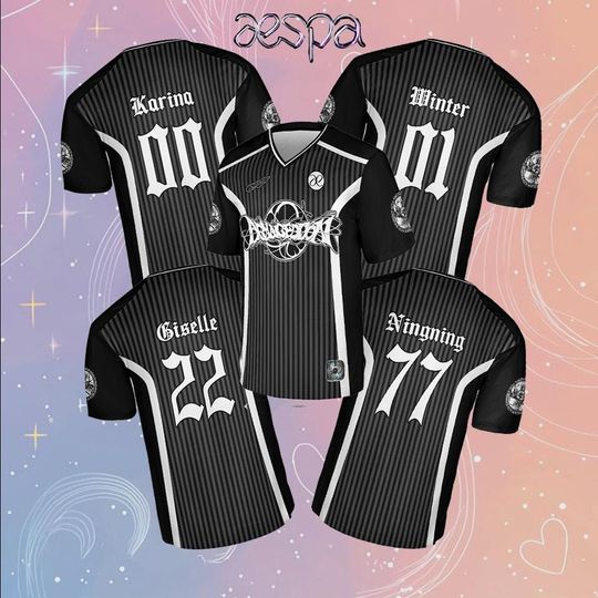 Discover Aespa armageddon Jersey, Aespa Tour Jersey Team, Aespa Kpop Jersey, Kpop Jersey, Aespa World Tour, Aesthetic Kpop Merch, Kpop Concert Outfit