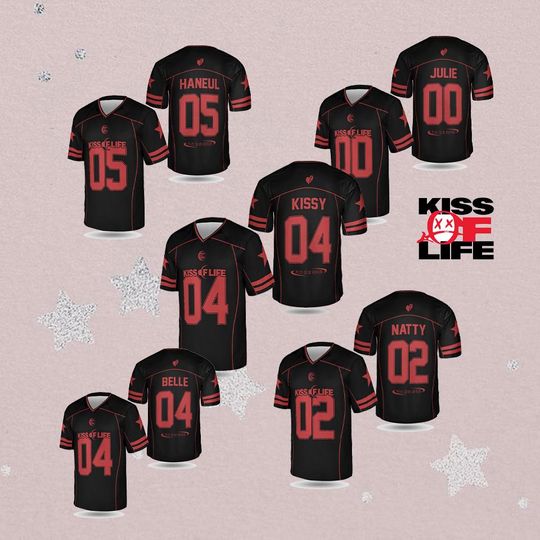 Kiss Of Life Members V-Neck Jersey, Kiss Of Life Tour Merch, Kiss of Life Retro Kpop Shirt, Unisex Casual K-pop Streetwear, Concert Outfit