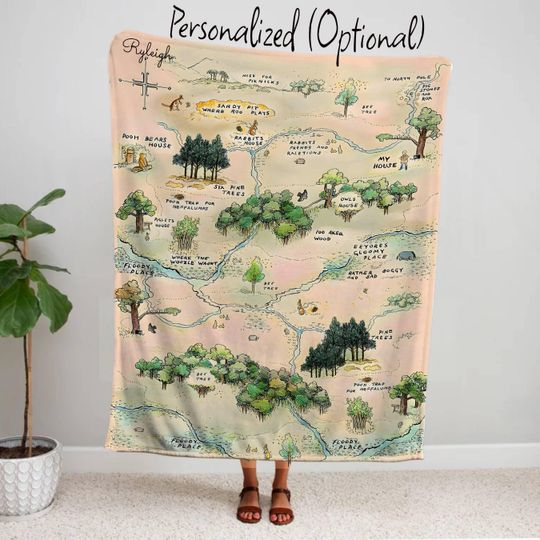 Discover Winnie The Pooh Baby Blanket, Hundred Acre Wood Map Blanket, Pooh Map Baby Blanket, Soft Fleece Baby Gift, Baby Shower Gift, Baby Room Decor