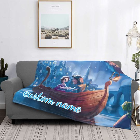 Custom Name Blanket Disney Tangled Tapestry Personalized Blankets Birthday Gift Customized DIY